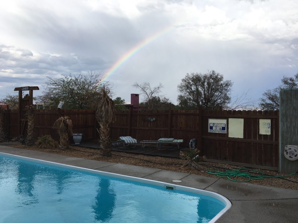 rainbow over pool